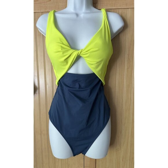 Boden Other - Boden Twist Detail - Yellow and Navy Swimsuit Women's, Size 12
